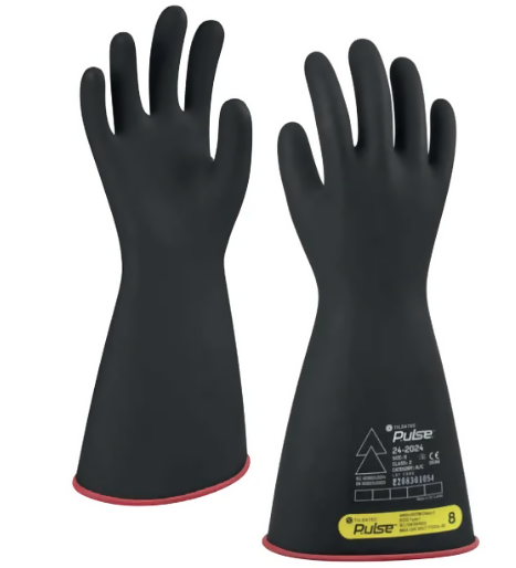 Tilsatec Pulse™ Class 2 Electrical Insulating Glove - Dual Black/Red, 16", Straight/Beaded Cuff, Size 8 (24-2034)