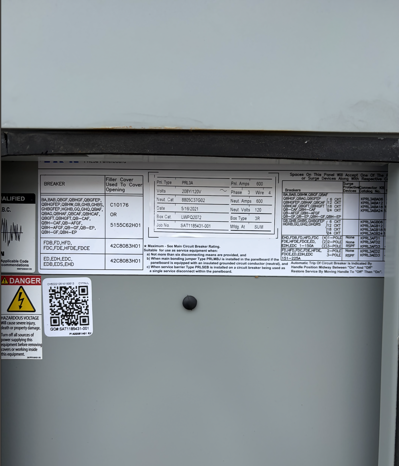 Eaton PRL3A 600A Distribution Panels | 208Y/120V | NEMA 3R