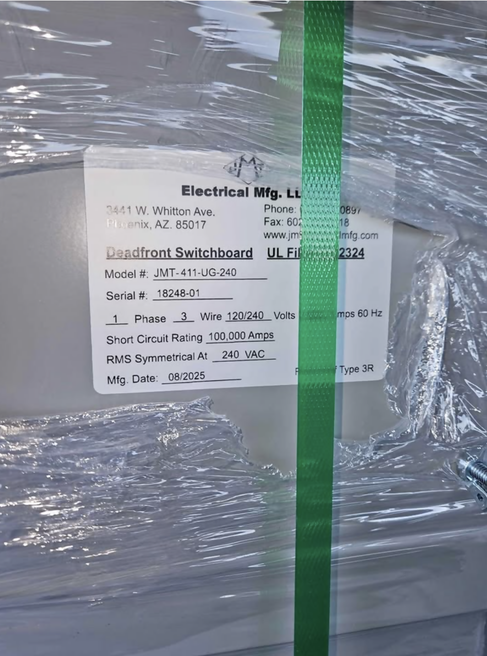 New - JMT 400 Amp Commercial Electrical Panel – Single Phase