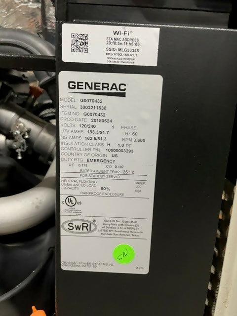 22kW Generac Air-Cooled Generator w/ 200A ATS