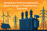 Utility substation with large power transformers — representing America’s grid expansion and transformer supply challenges.