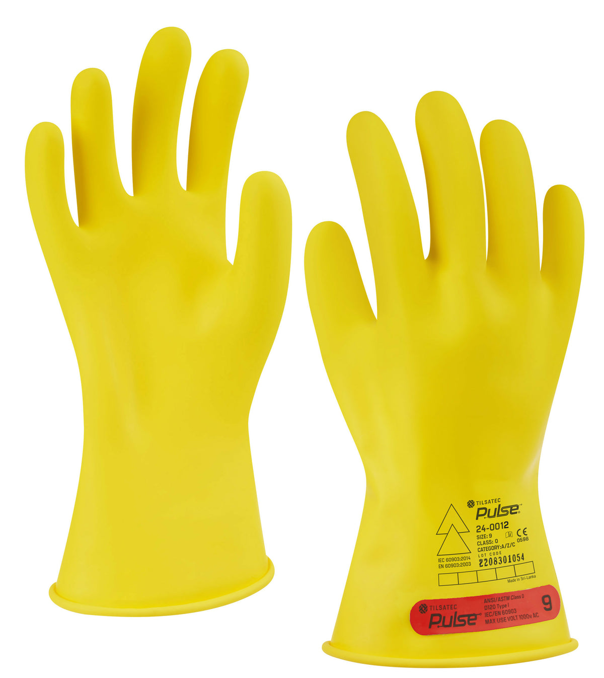 Tilsatec Pulse™ Class 0 Electrical Insulating Glove - Yellow, 11", Straight/Beaded Cuff, Size 7 (24-0012)