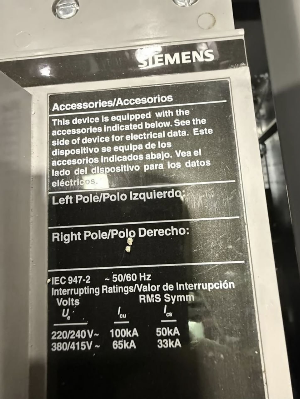 Siemens 1000A 3-phase switchboard, 415/240V with HNXD63B100 main and FXD63B150 branch breakers, new — Electrical Trader