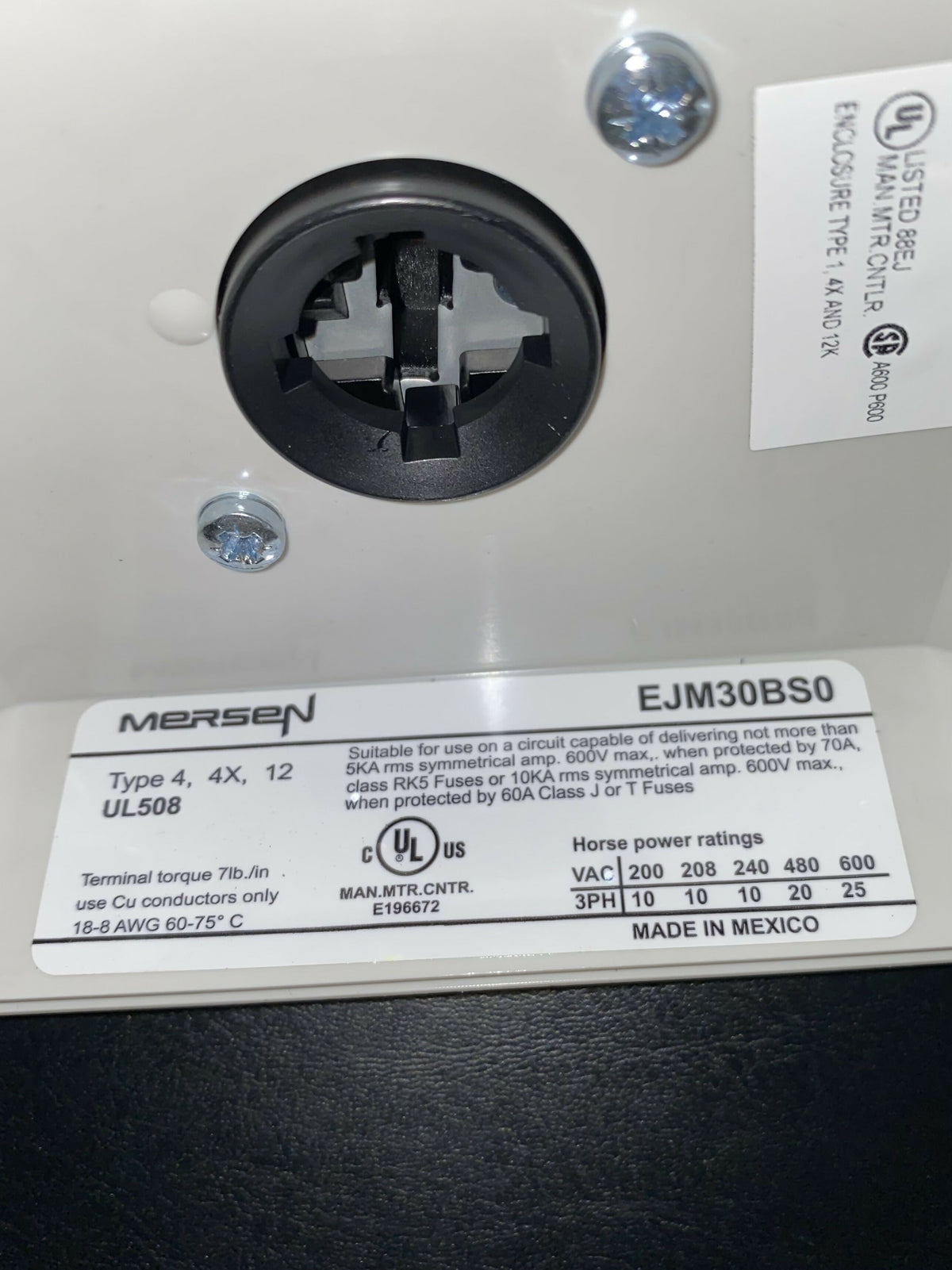 Mersen non-fusible enclosed disconnect switch, new — Electrical Trader