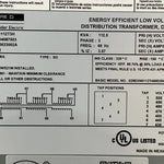 Square D 112.5 kVA Dry Type Distribution Transformer – 480V Primary – 208Y/120V Secondary – 3 Phase
