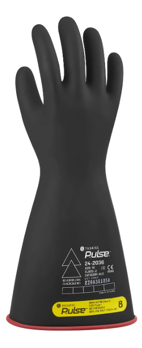 Tilsatec Pulse™ Class 2 Electrical Insulating Glove - Dual Black/Red, 16", Bell/Beaded Cuff, Size 8 (24-2036)