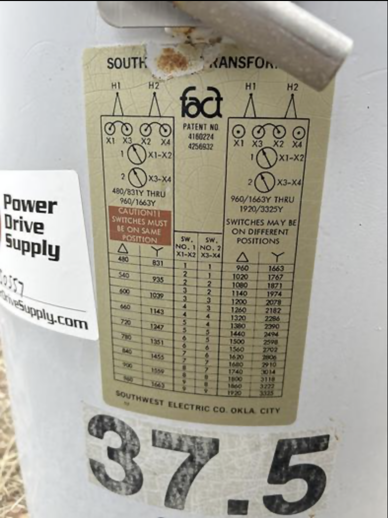 Southwest Electric Single-Phase Distribution Transformer – 37.5 kVA