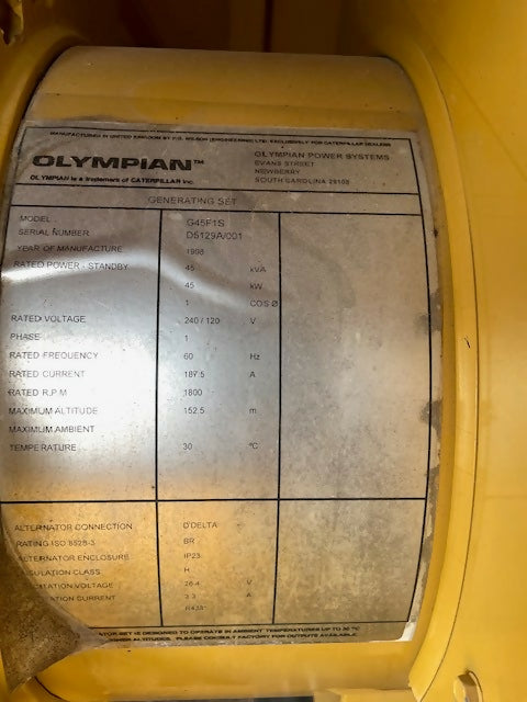 45kW CAT Olympian NG/LP Generator – Enclosed Low Hours