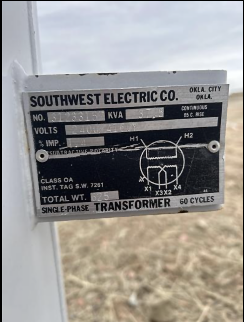 Southwest Electric Single-Phase Distribution Transformer – 37.5 kVA