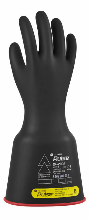 Tilsatec Pulse™ Class 2 Electrical Insulating Glove - Dual Black/Yellow, 16", Bell/Beaded Cuff, Size 8 (24-2037)
