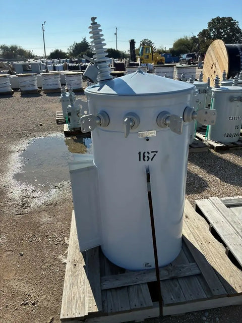 Power Partners 167 kVA single-phase pole-mount transformer (34500V to 120V), new — Electrical Trader