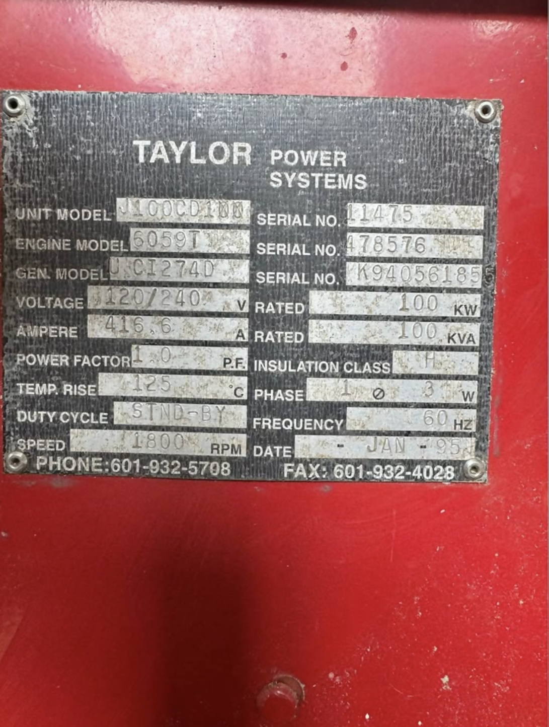 100 kW John Deere Diesel Generator w/ ATS – 611 Hours – Used