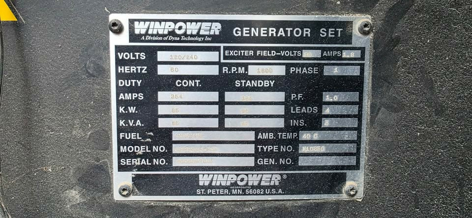 85kW Winpower Powr-Pak Generator – Propane | 120/240V Single Phase