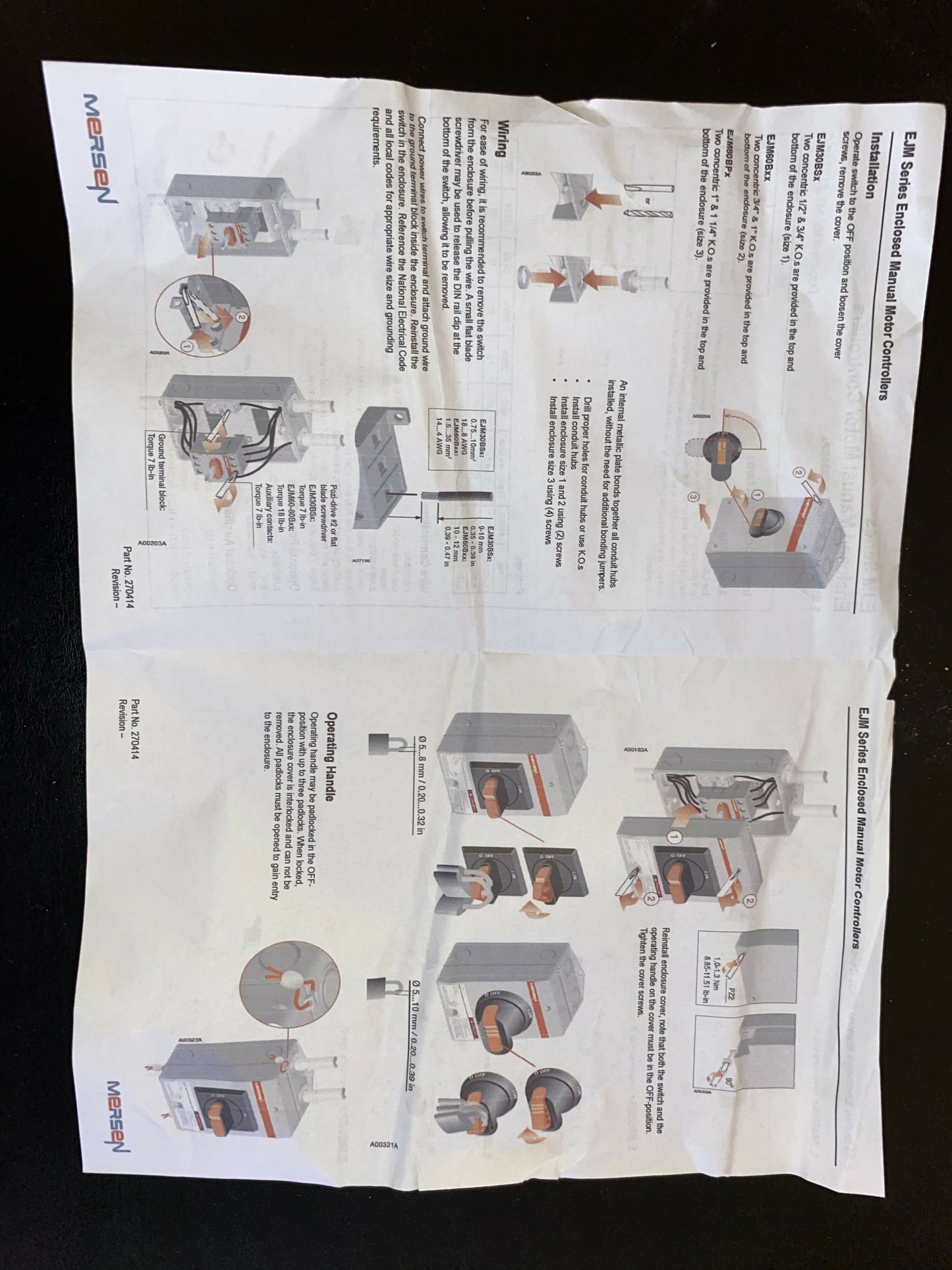 Mersen non-fusible enclosed disconnect switch, new — Electrical Trader