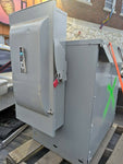 GE 9T23B3874 75kVA Transformer 480V 3-Phase w/ Siemens HF361 Safety Switch