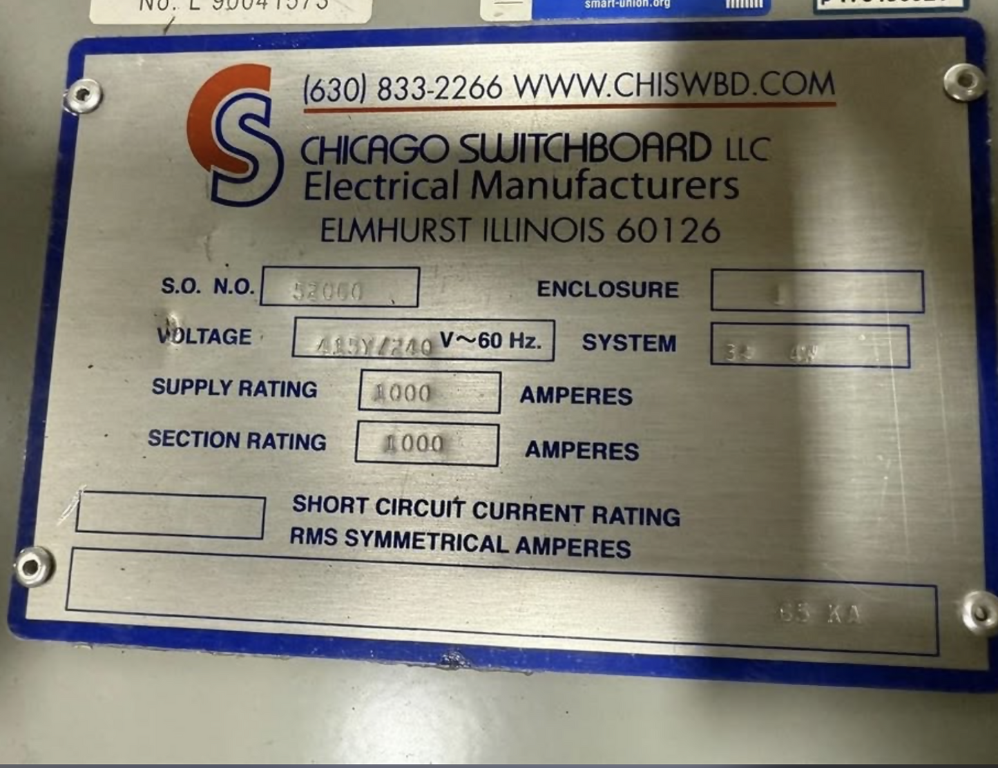 Siemens 1000A 3-phase switchboard, 415/240V with HNXD63B100 main and FXD63B150 branch breakers, new — Electrical Trader