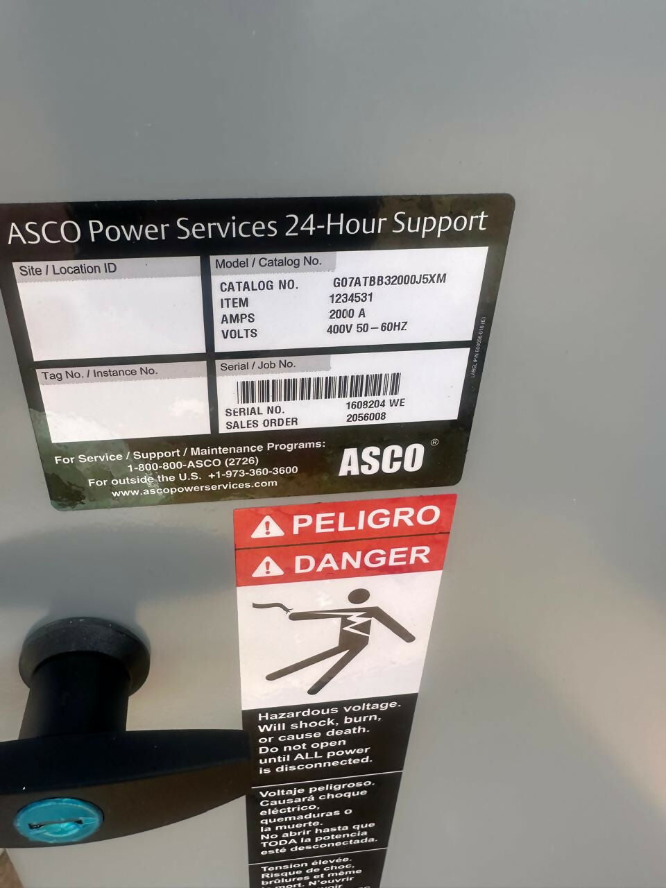 ASCO AUTOMATIC TRANSFER SWITCH 800A 1200A 1600A 4000A 7000 series