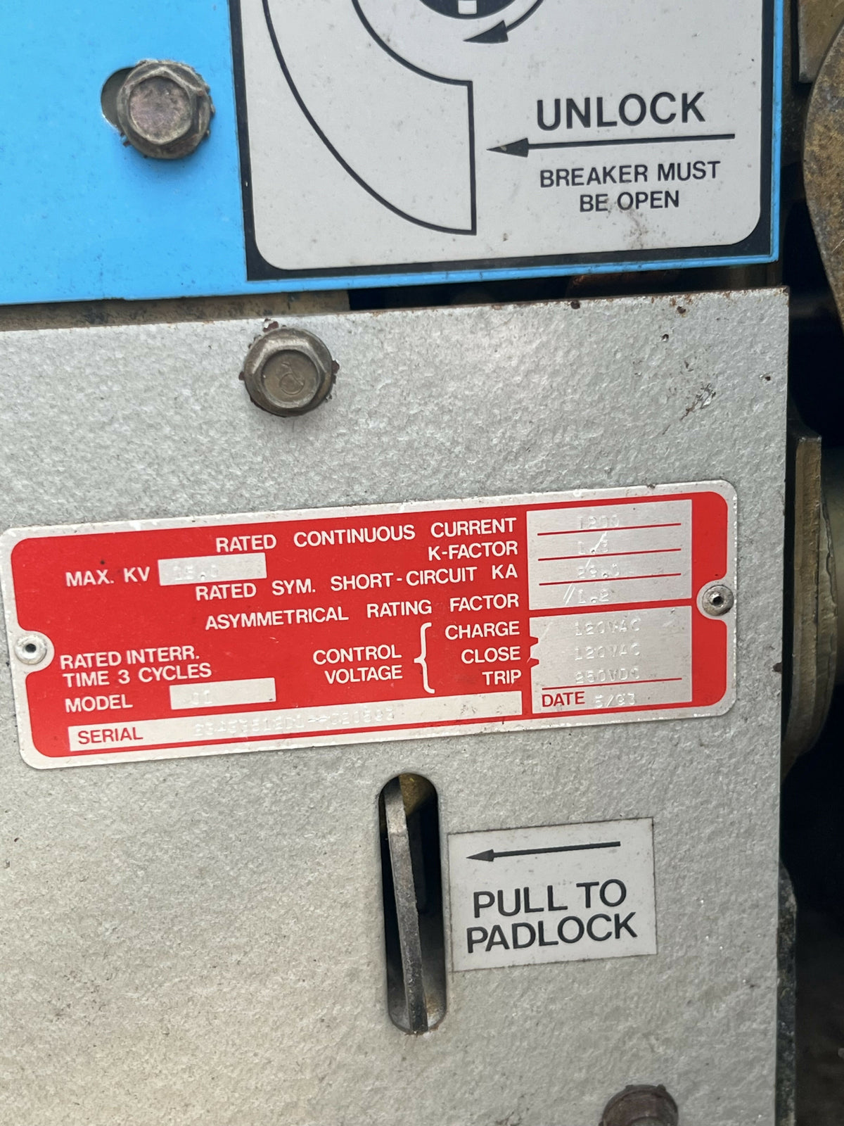 ABB Industrial Power Circuit Breaker 15 GHK 750