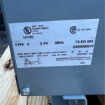 Hammond Power Sentinel G 75 kVA dry-type distribution transformer, 480V to 208Y/120V 3-phase, used — Electrical Trader