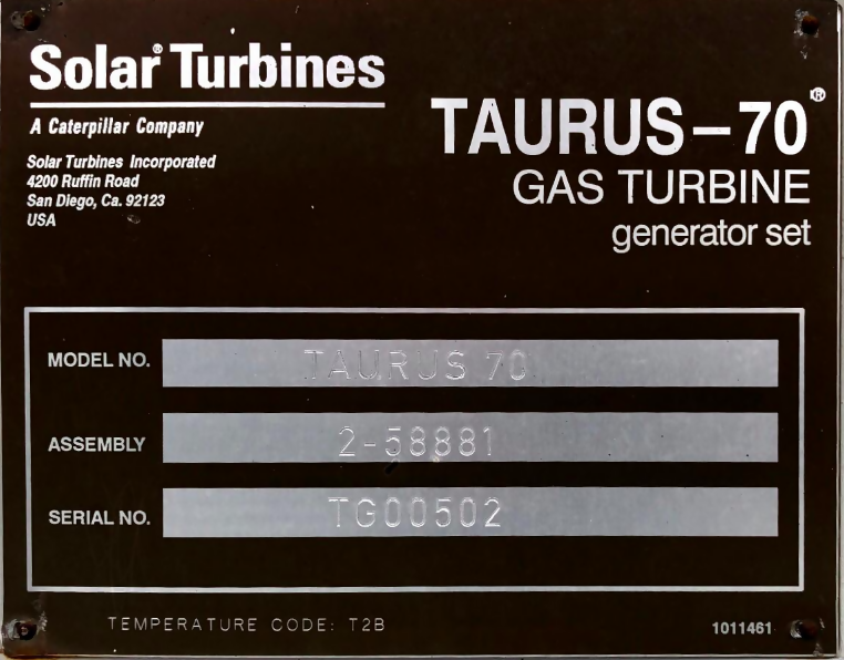 Solar Taurus 70 Gas Turbine Power Plant – 7.1 MW – Utility Maintained